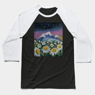 Chamomile mountain Original Oil-Paint Art Baseball T-Shirt